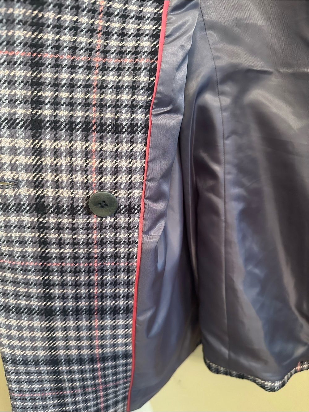 Talbots Women's Oversized Plaid Preppy Blazer in Sage, Black and Pink Size 8 - Picture 6 of 12